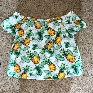 Pineapple print off the shoulder top